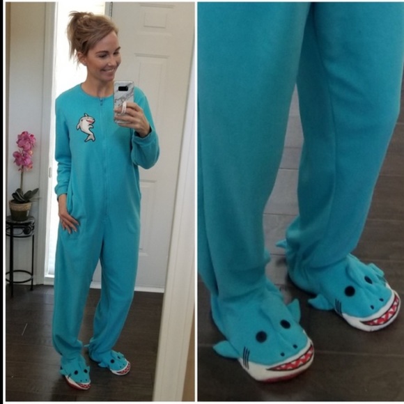 shark footie pajamas